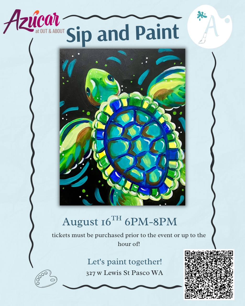 Paint and Sip with ArtwithAubrey flyer — Azúcar, Pasco WA