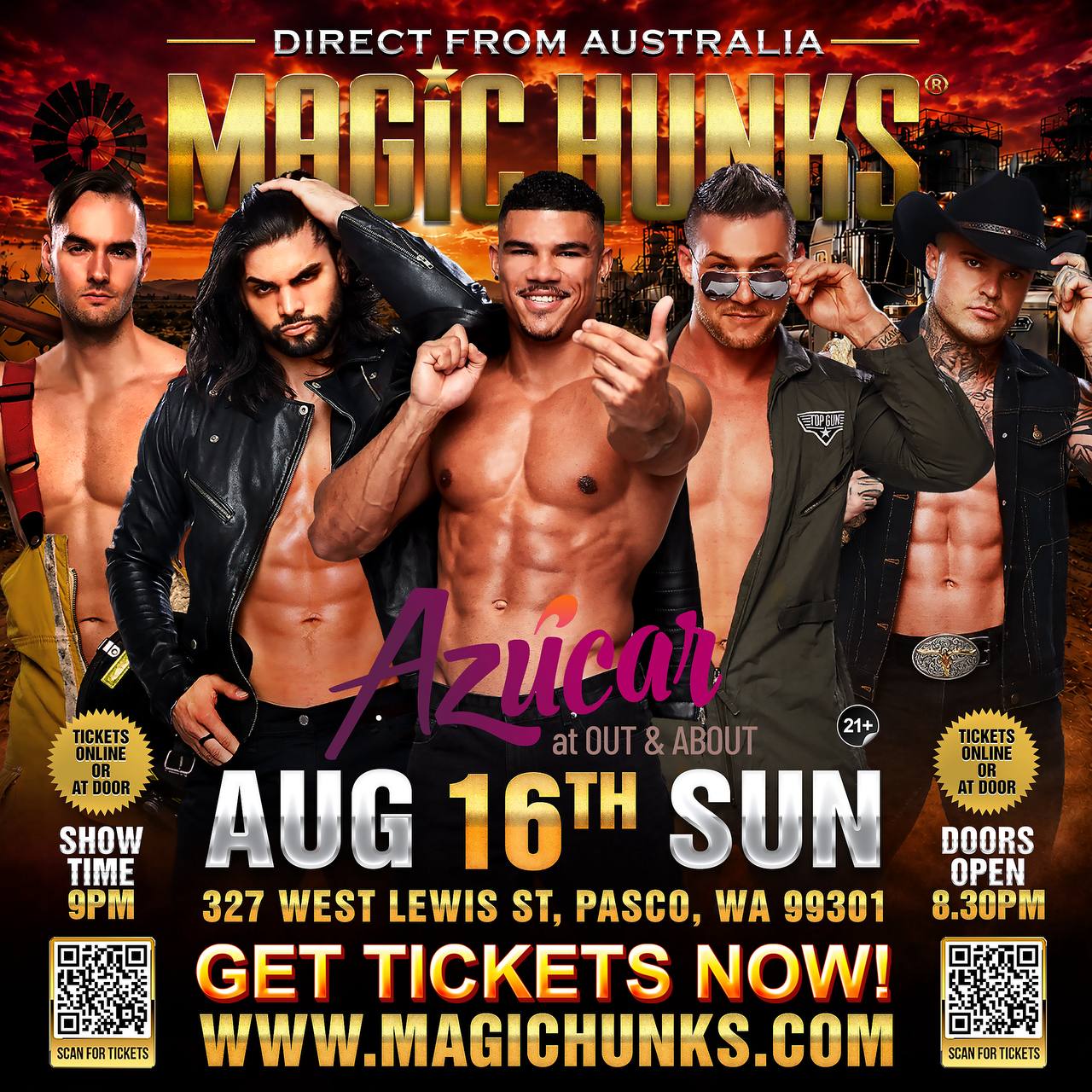 Magic hunks flyer — Azúcar, Pasco WA