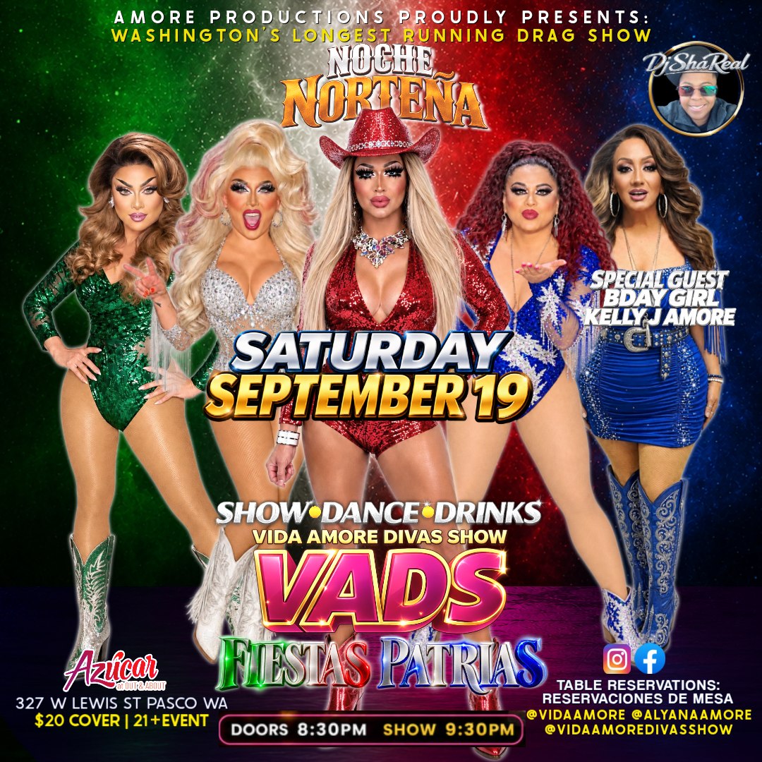 Vida Amore Divas Show Fiesta Patrias flyer — Azúcar, Pasco WA