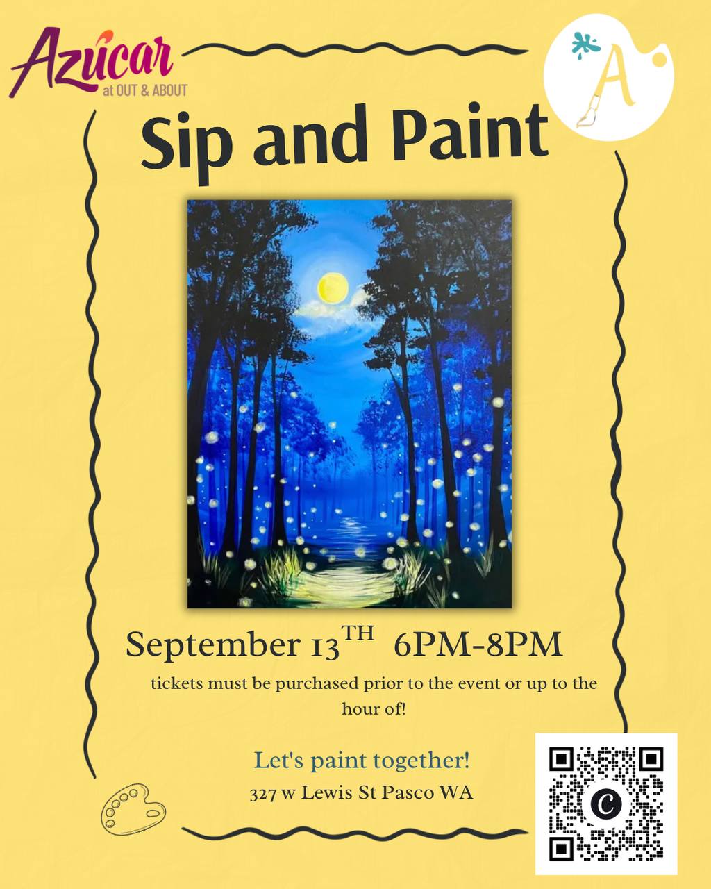 Sip and Paint with ArtWithAubrey flyer — Azúcar, Pasco WA