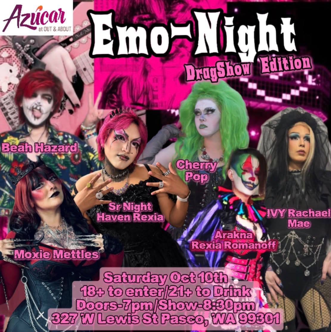 Emo-Night Drag Show Edition flyer — Azúcar, Pasco WA
