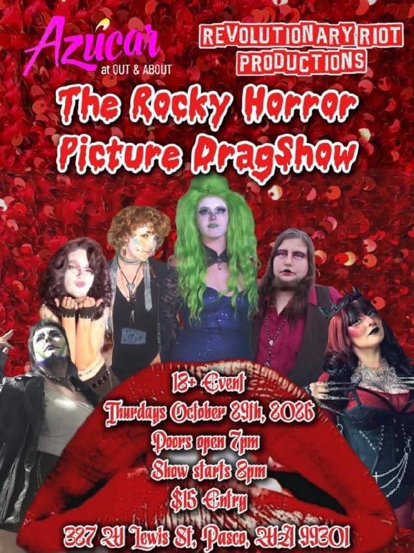 Rocky horror picture drag show flyer — Azúcar, Pasco WA