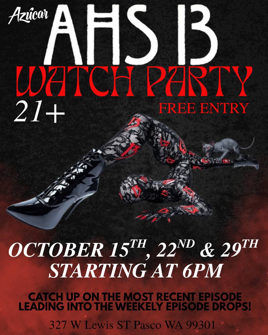 American Horror Story Watch Party flyer — Azúcar, Pasco WA
