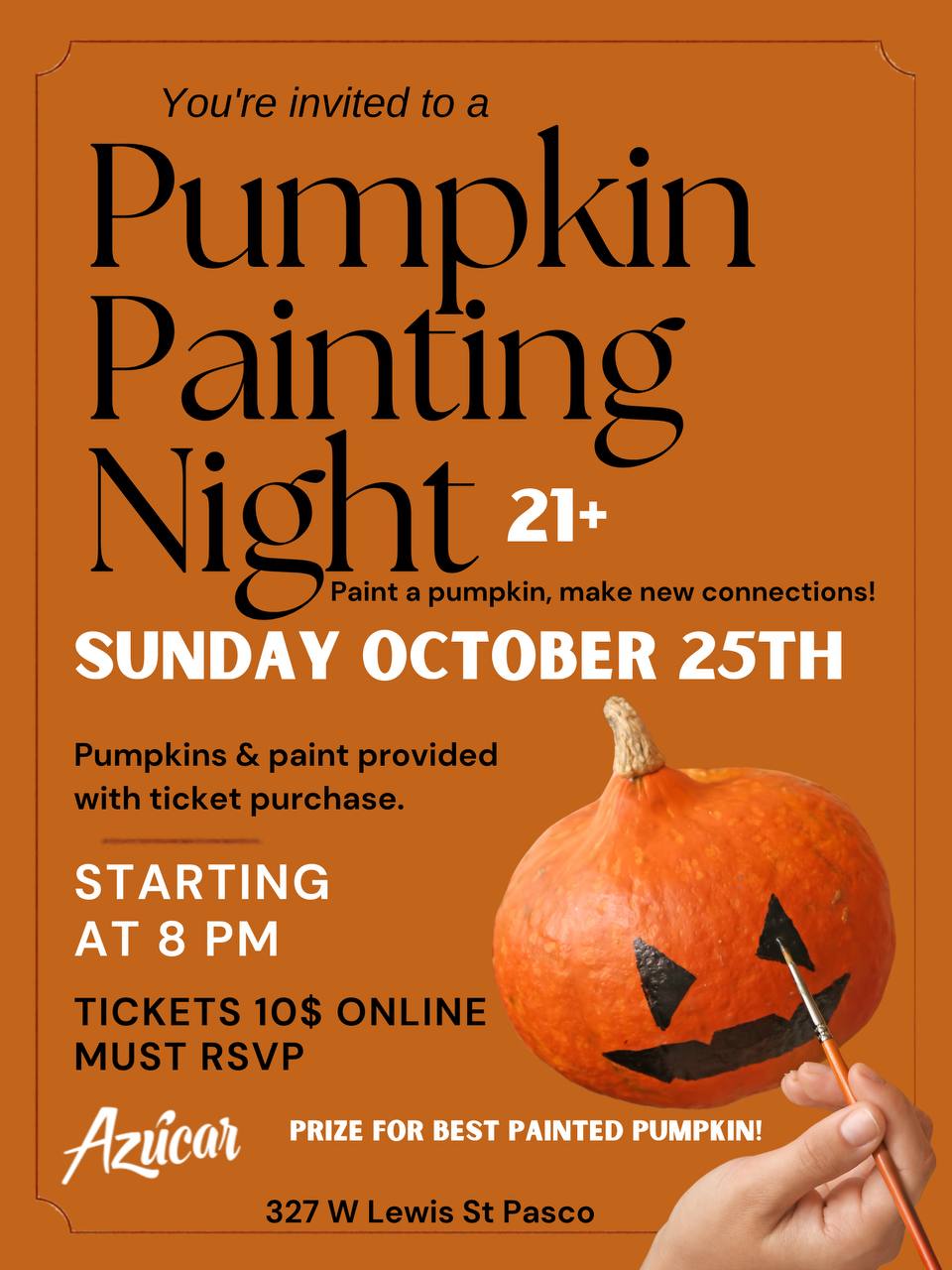 Pumpkin Painting Night flyer — Azúcar, Pasco WA
